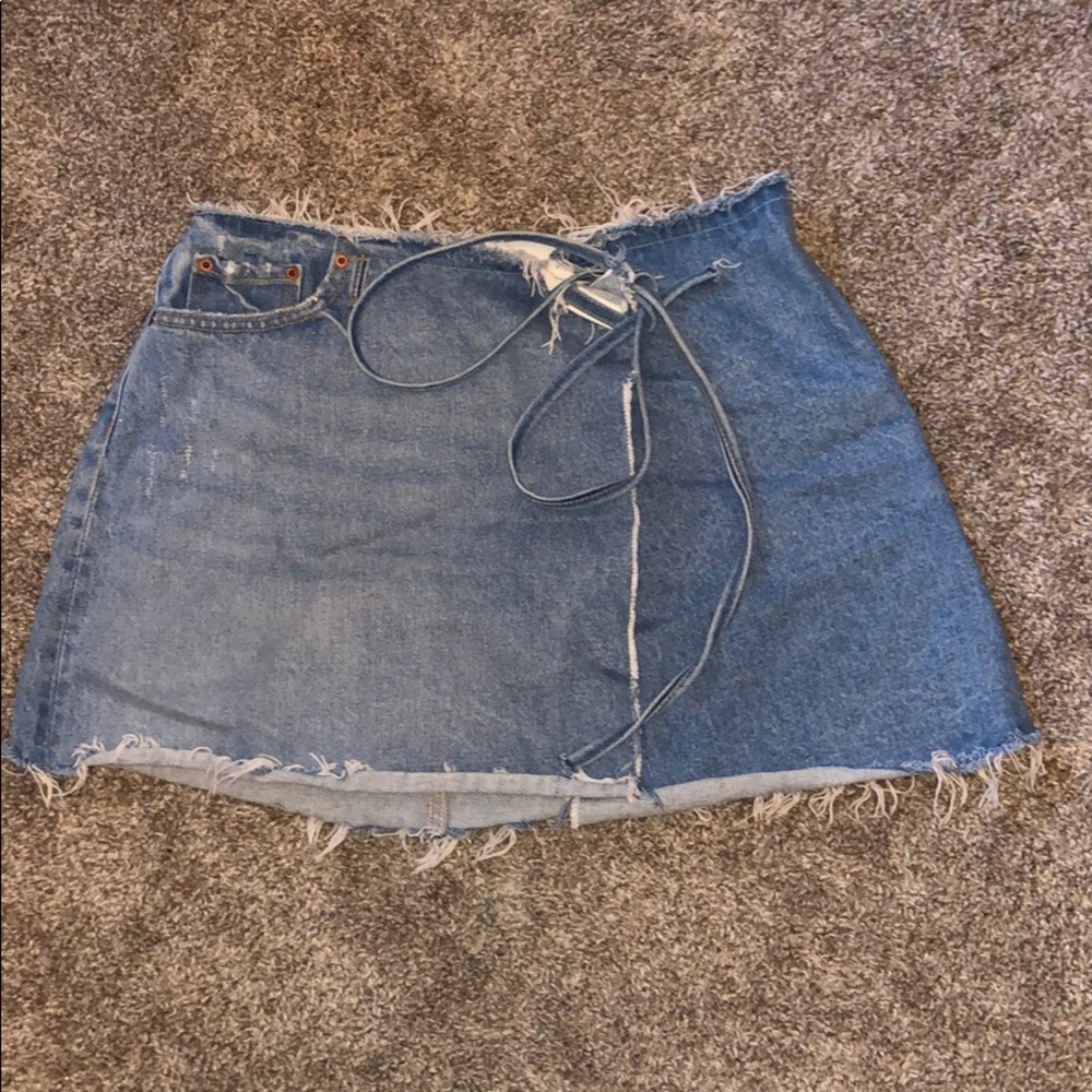GRLFRND Denim Wrap Mini Skirt Size 4/27